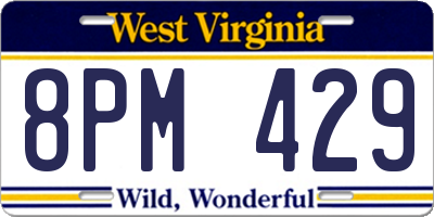 WV license plate 8PM429