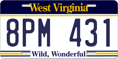 WV license plate 8PM431