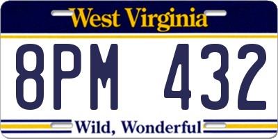 WV license plate 8PM432
