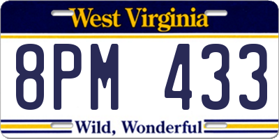 WV license plate 8PM433