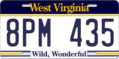 WV license plate 8PM435