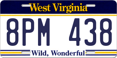 WV license plate 8PM438