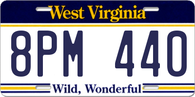 WV license plate 8PM440
