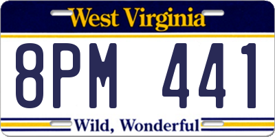 WV license plate 8PM441