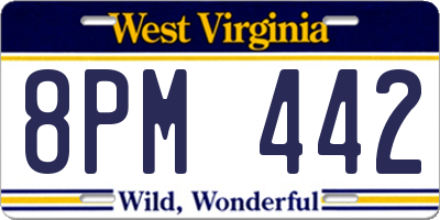WV license plate 8PM442