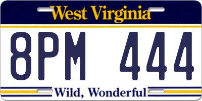 WV license plate 8PM444