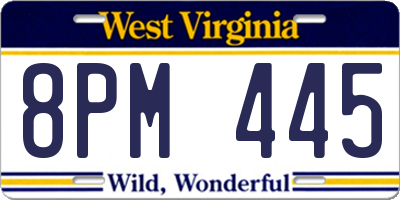 WV license plate 8PM445