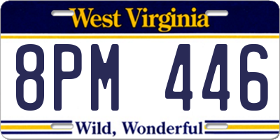 WV license plate 8PM446