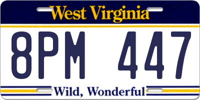 WV license plate 8PM447