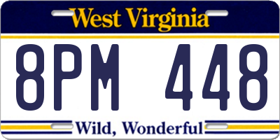 WV license plate 8PM448