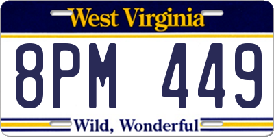 WV license plate 8PM449