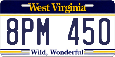 WV license plate 8PM450