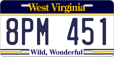 WV license plate 8PM451