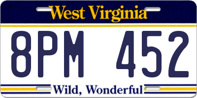 WV license plate 8PM452
