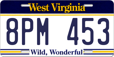 WV license plate 8PM453