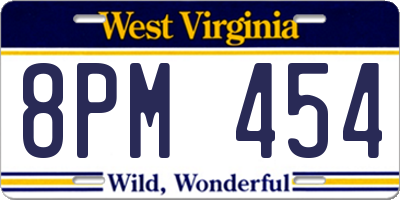 WV license plate 8PM454