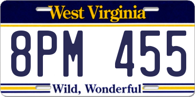 WV license plate 8PM455