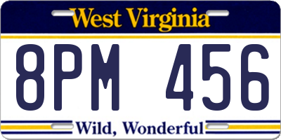 WV license plate 8PM456