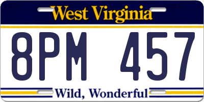 WV license plate 8PM457