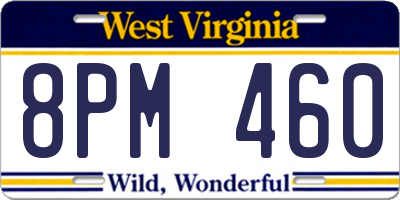 WV license plate 8PM460