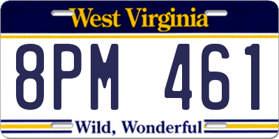 WV license plate 8PM461