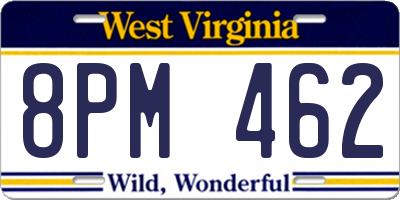 WV license plate 8PM462