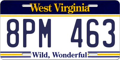 WV license plate 8PM463