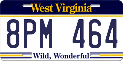 WV license plate 8PM464