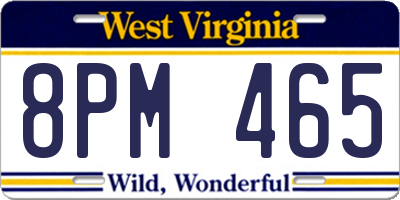 WV license plate 8PM465