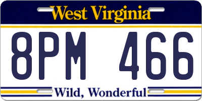 WV license plate 8PM466