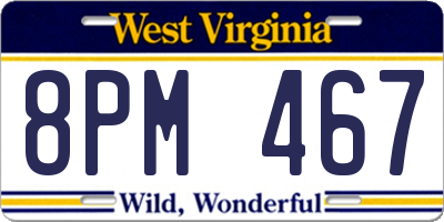 WV license plate 8PM467