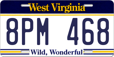 WV license plate 8PM468