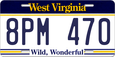 WV license plate 8PM470