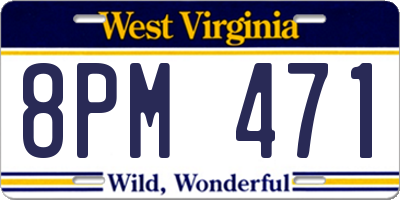 WV license plate 8PM471