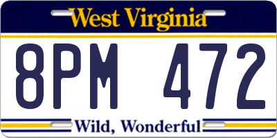 WV license plate 8PM472