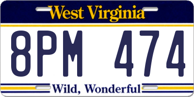 WV license plate 8PM474