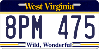 WV license plate 8PM475