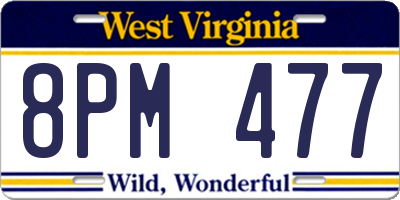 WV license plate 8PM477