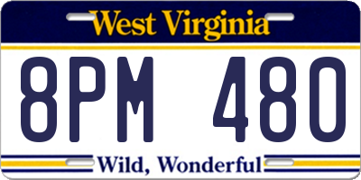 WV license plate 8PM480