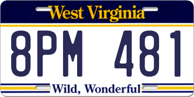 WV license plate 8PM481