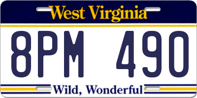 WV license plate 8PM490