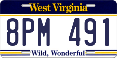 WV license plate 8PM491