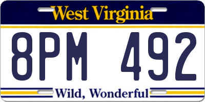 WV license plate 8PM492