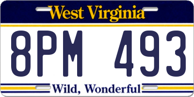 WV license plate 8PM493