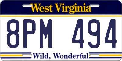 WV license plate 8PM494