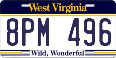 WV license plate 8PM496