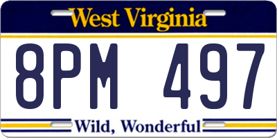 WV license plate 8PM497