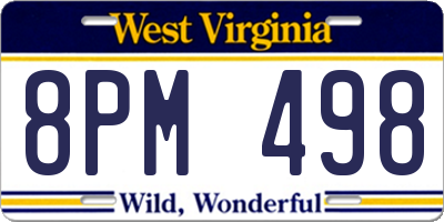 WV license plate 8PM498