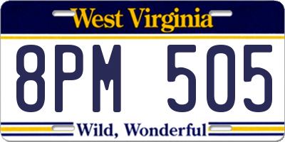 WV license plate 8PM505