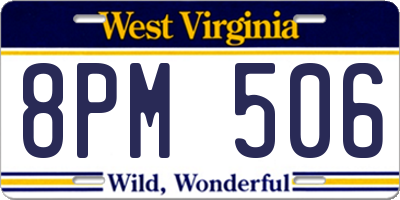 WV license plate 8PM506